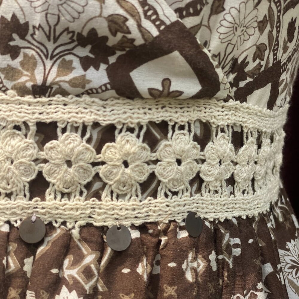 Asymmetric Boho Paisley Tank Top Lace Trim Halter Camisole Earthy Size S - Picture 5 of 6
